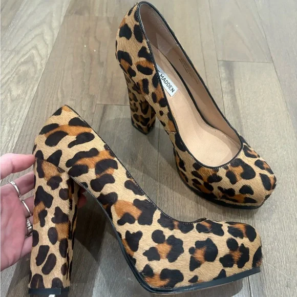 Steve Madden leopard print pony hair platform heels! - Picture 1 of 3